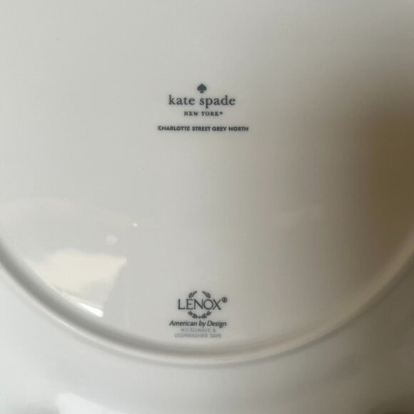 Kate Spade/Lenox Charlotte Street North Grey 4pc Setting Stripes Dots Mix Match - Picture 9 of 9